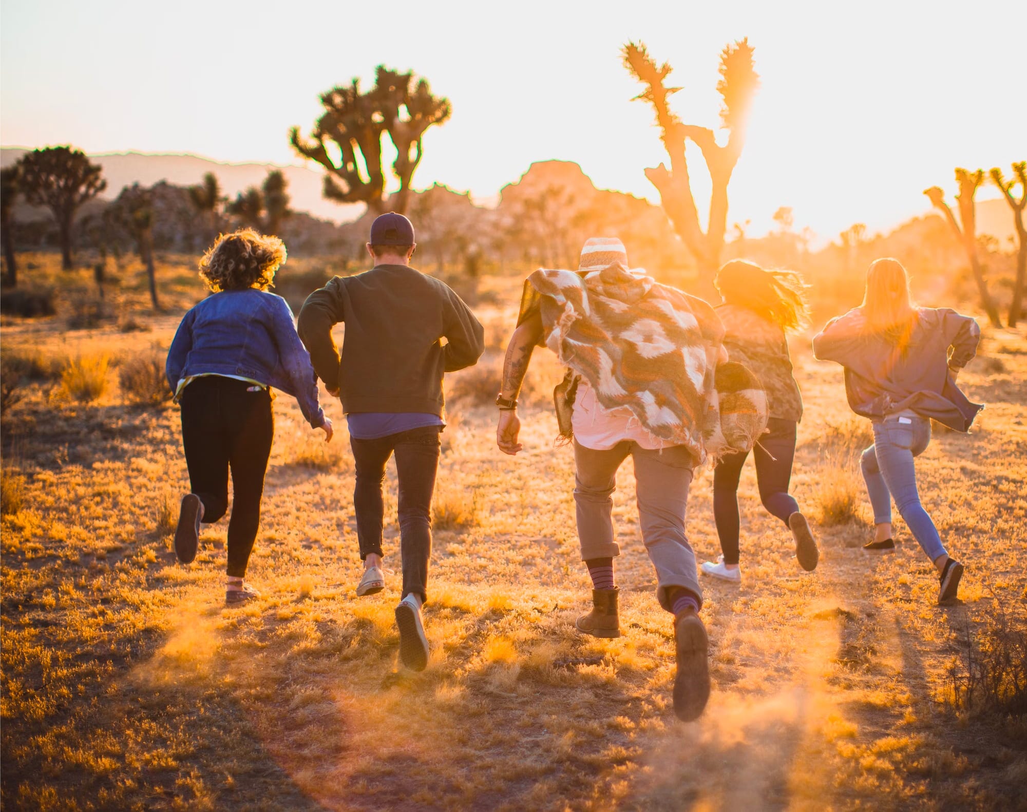 people running in the desert