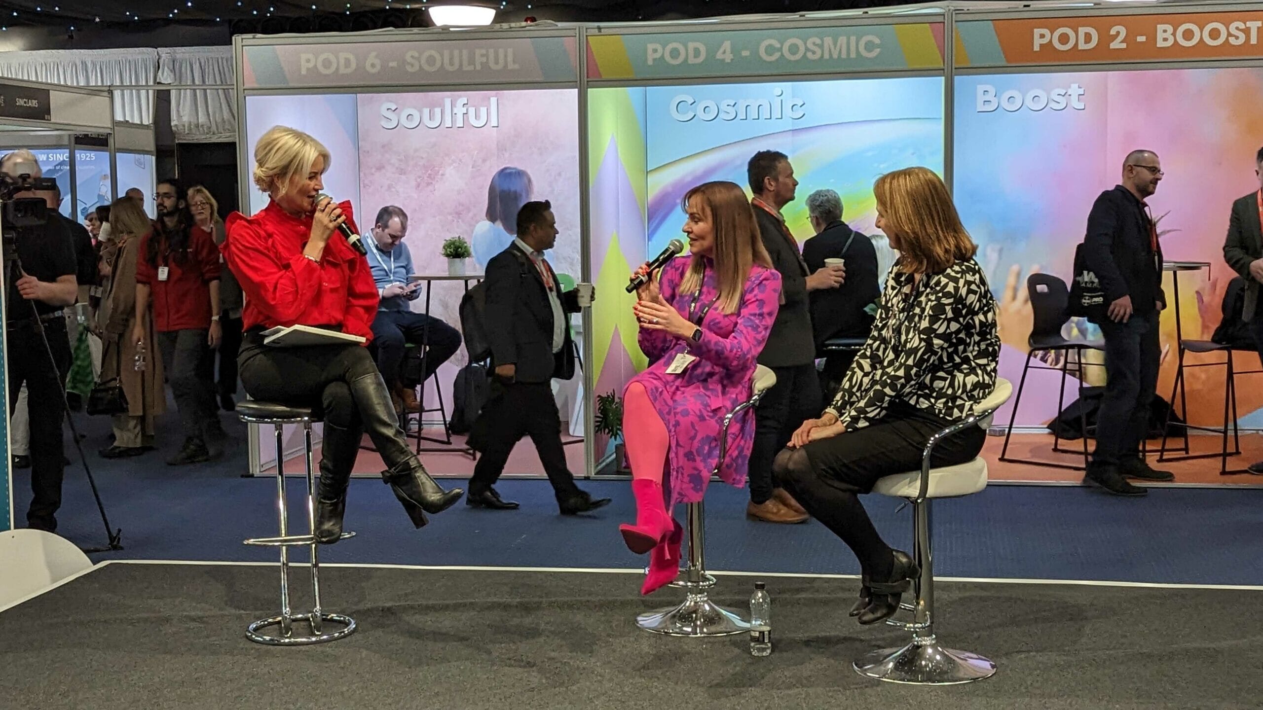 people talking at an event