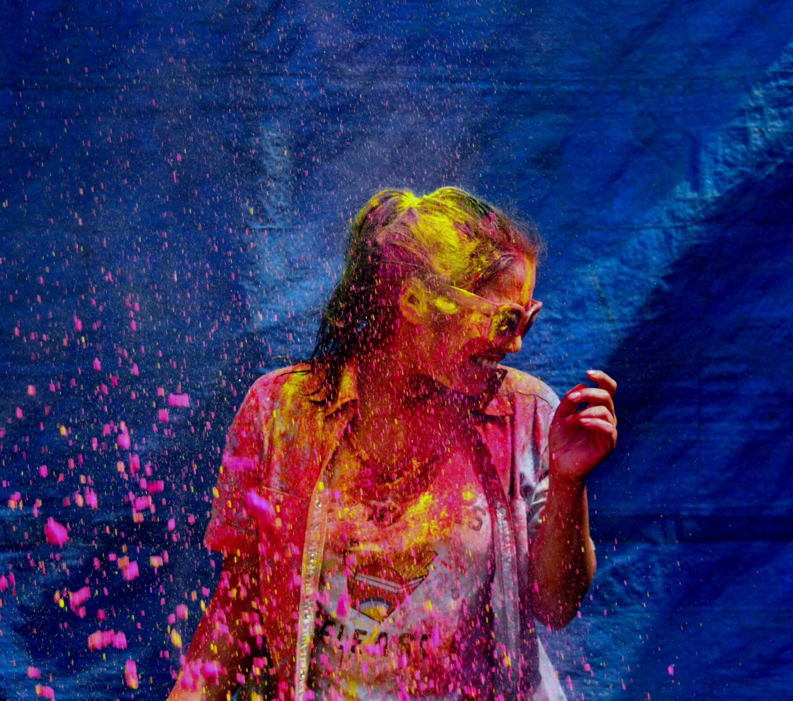 person with colourful paint