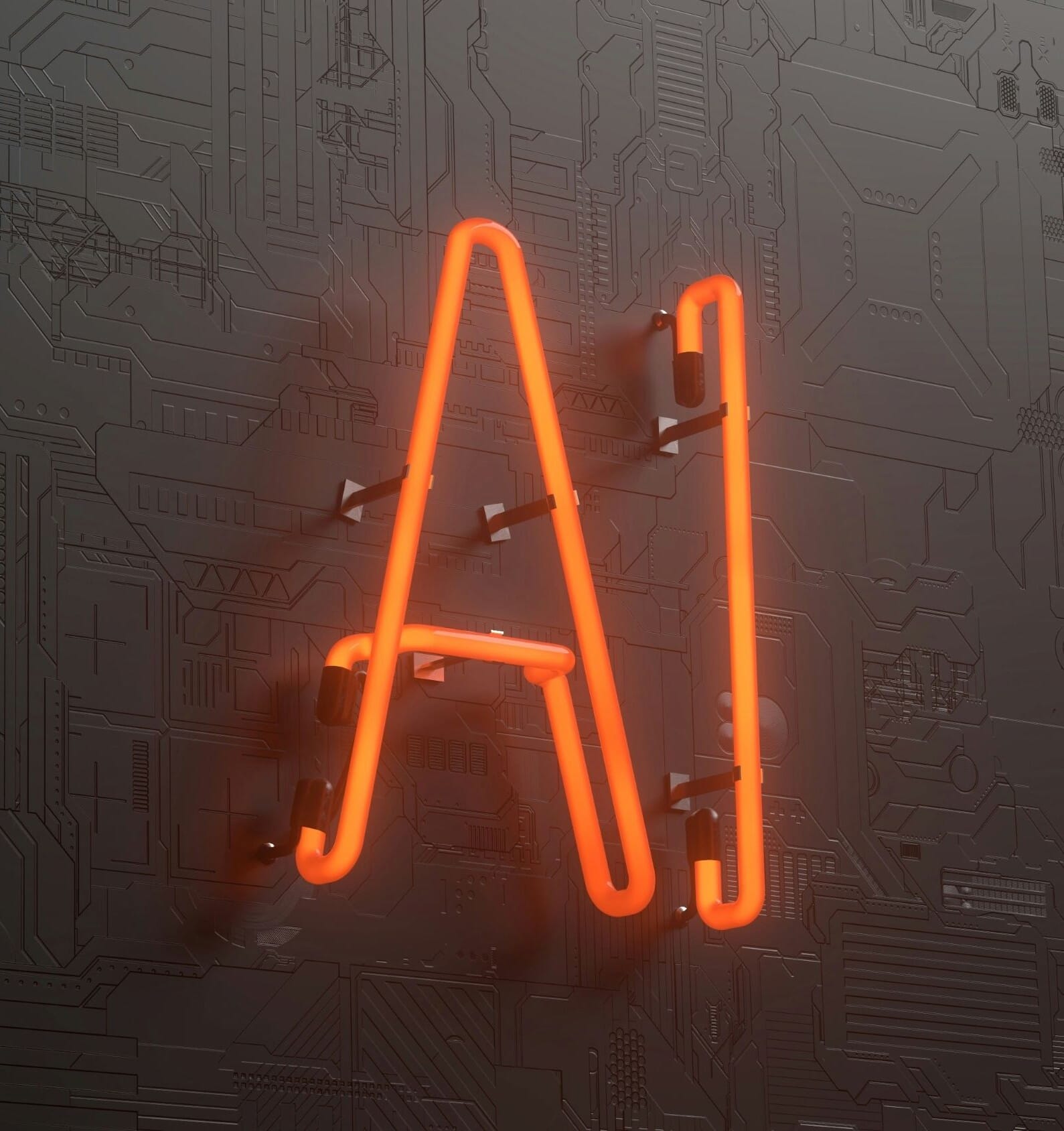 neon orange sign saying ai
