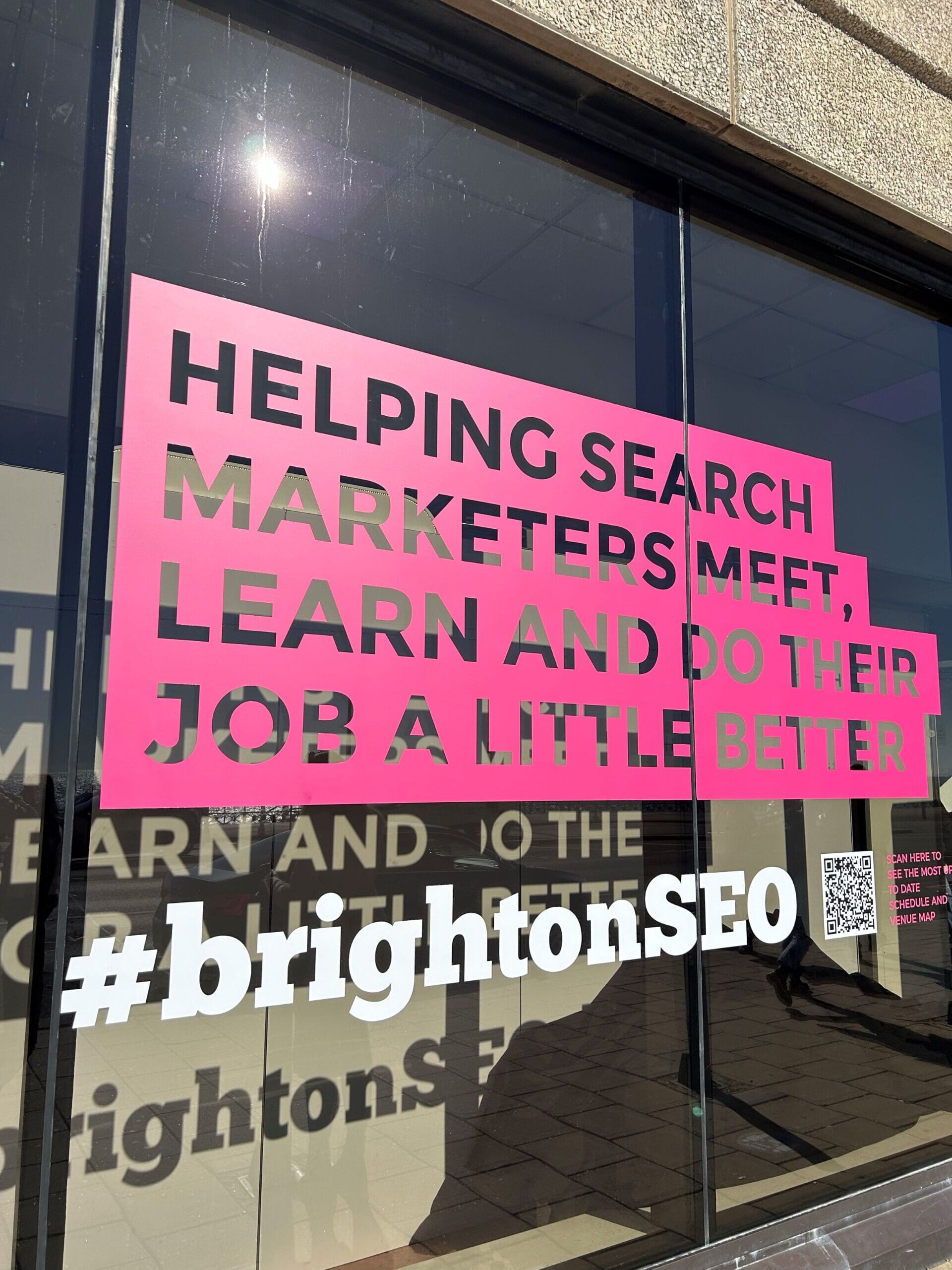 brightonseo sign from outside the building 2026